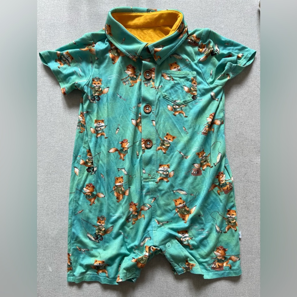 Posh Peanut 18-24 months snap romper, fox print